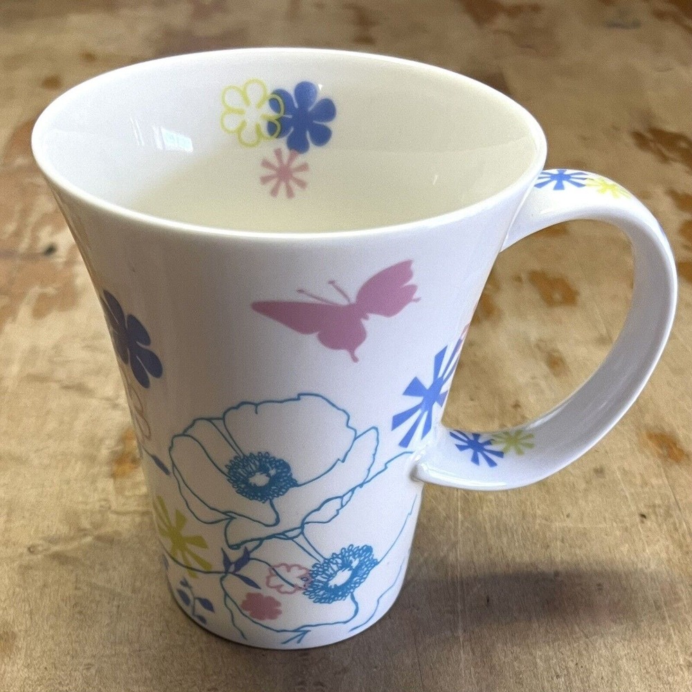 Starbucks Coffee Mug Cup 2006 Flower Floral 12oz Butterfly Spring Twisted Handle